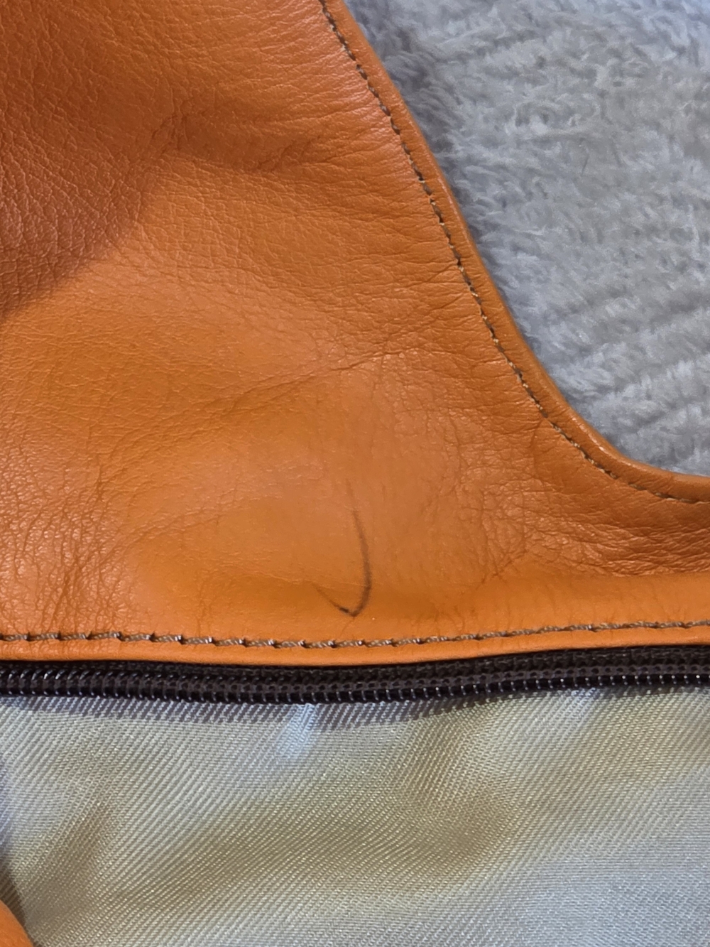 Women's Orange Leather Hobo Bag with Dark Trim - Picture 3 of 12